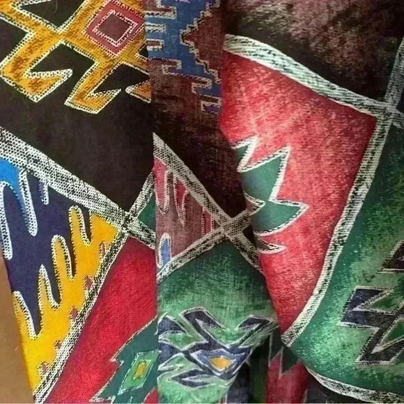 Vintage Kenneth Mitchell Aztec Southwestern Boho Maxi Colorful Skirt Large XL - Picture 7 of 12